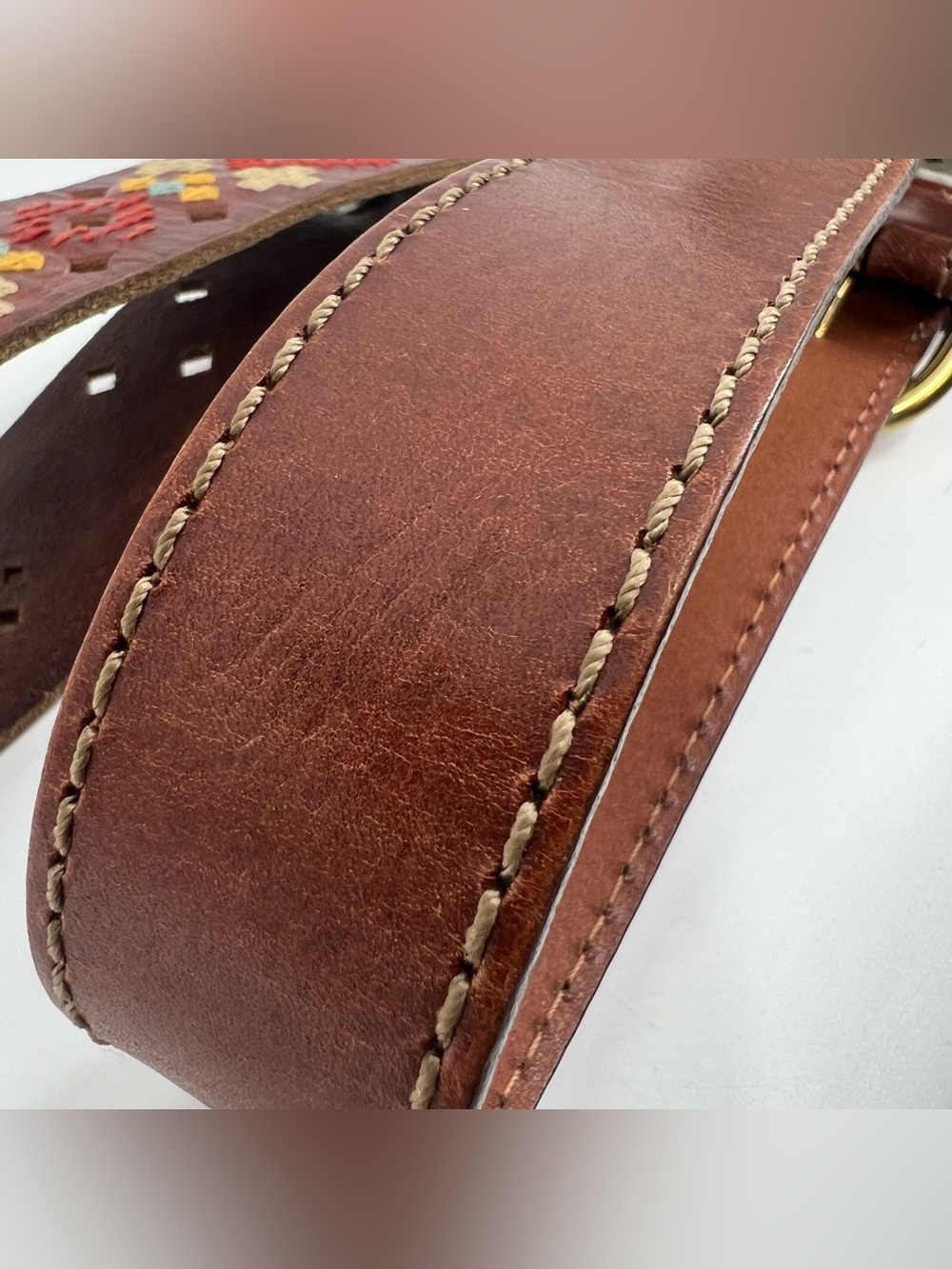 Fossil Leather Belts Women’s Medium Y2K Boho Embroidered Studded Solid - Picture 5 of 11